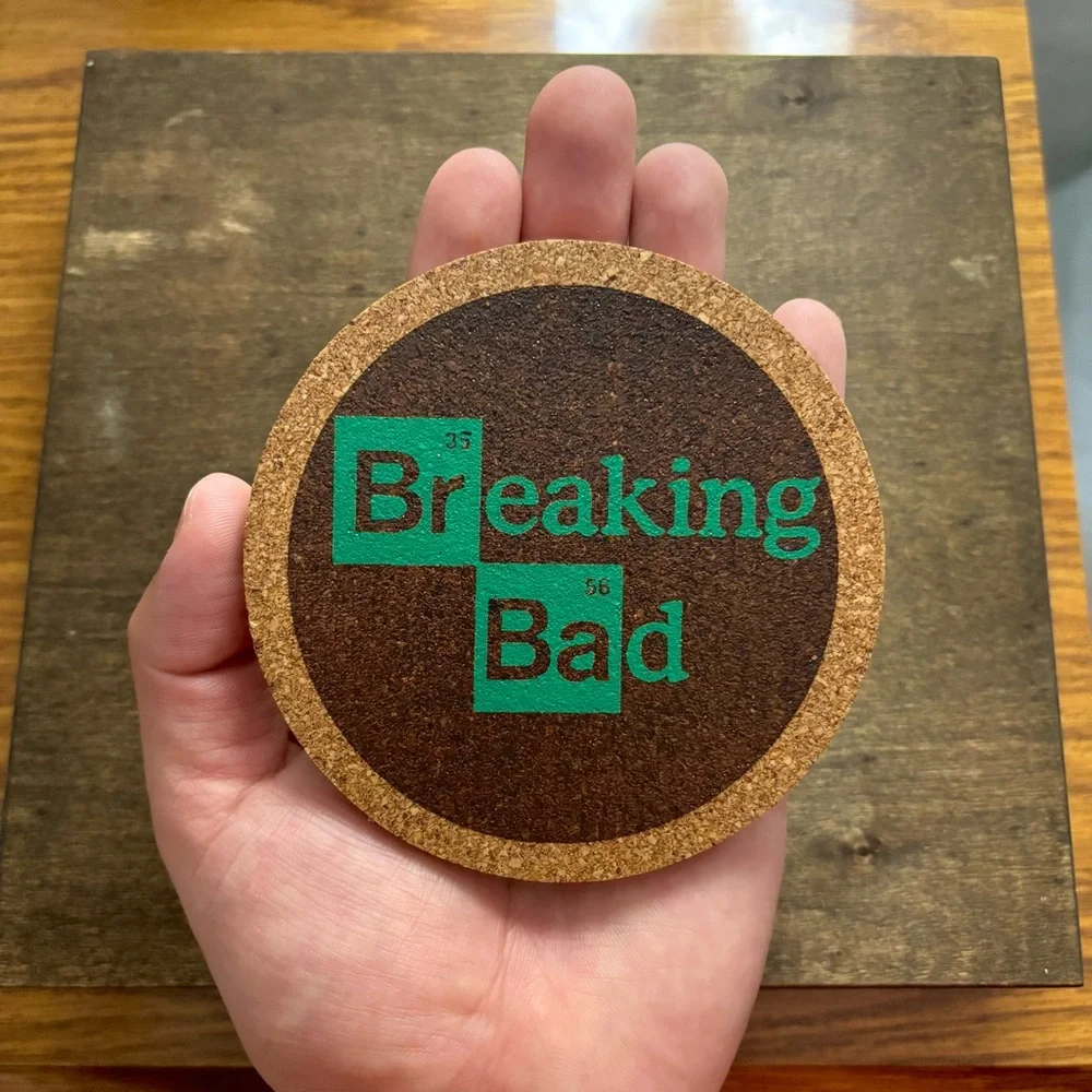 Breaking Bad Logo Laser Engraved Painted Cork Coaster